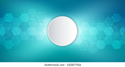 Molecular structure and chemical elements. Abstract molecules background. Science and digital technology concept. Vector illustration for scientific or technological design