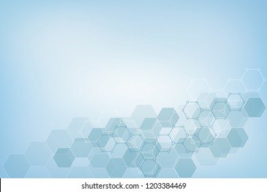 Molecular structure and chemical elements. Abstract molecules background. Science and digital technology concept. Vector illustration for scientific or technological design