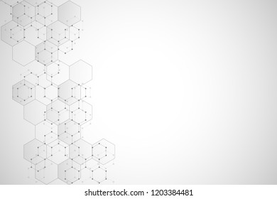Molecular structure and chemical elements. Abstract molecules background. Science and digital technology concept. Vector illustration for scientific or technological design