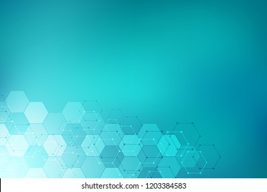 Molecular structure and chemical elements. Abstract molecules background. Science and digital technology concept. Vector illustration for scientific or technological design