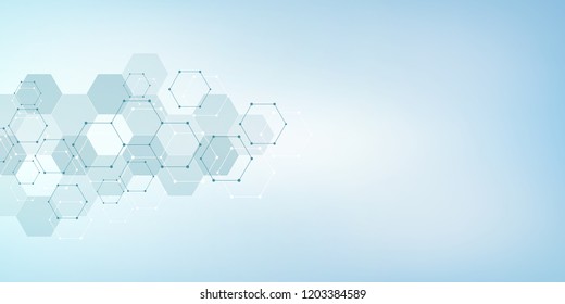 Molecular structure and chemical elements. Abstract molecules background. Science and digital technology concept. Vector illustration for scientific or technological design