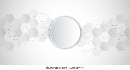 Molecular structure and chemical elements. Abstract molecules background. Science and digital technology concept. Vector illustration for scientific or technological design