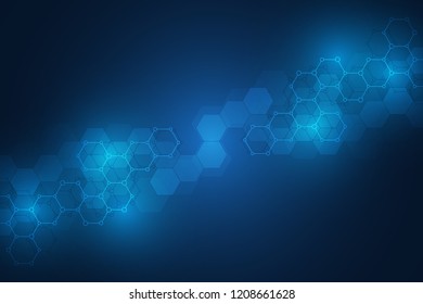 Molecular structure and chemical elements. Abstract molecules background. Science and digital technology concept. Vector illustration for scientific or technological design