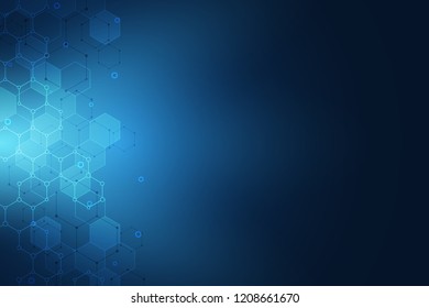 Molecular structure and chemical elements. Abstract molecules background. Science and digital technology concept. Vector illustration for scientific or technological design
