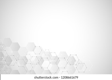 Molecular structure and chemical elements. Abstract molecules background. Science and digital technology concept. Vector illustration for scientific or technological design
