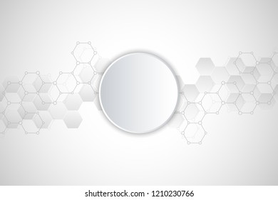 Molecular structure and chemical elements. Abstract molecules background. Science and digital technology concept. Vector illustration for scientific or technological design
