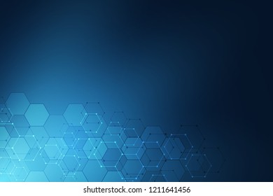Molecular structure and chemical elements. Abstract molecules background. Science and digital technology concept. Vector illustration for scientific or technological design