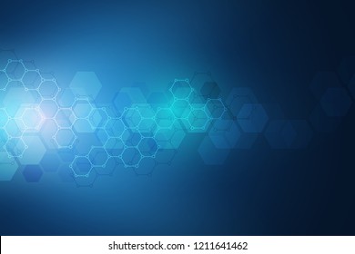 Molecular structure and chemical elements. Abstract molecules background. Science and digital technology concept. Vector illustration for scientific or technological design