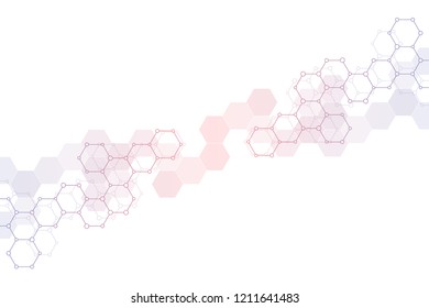 Molecular structure and chemical elements. Abstract molecules background. Science and digital technology concept. Vector illustration for scientific or technological design