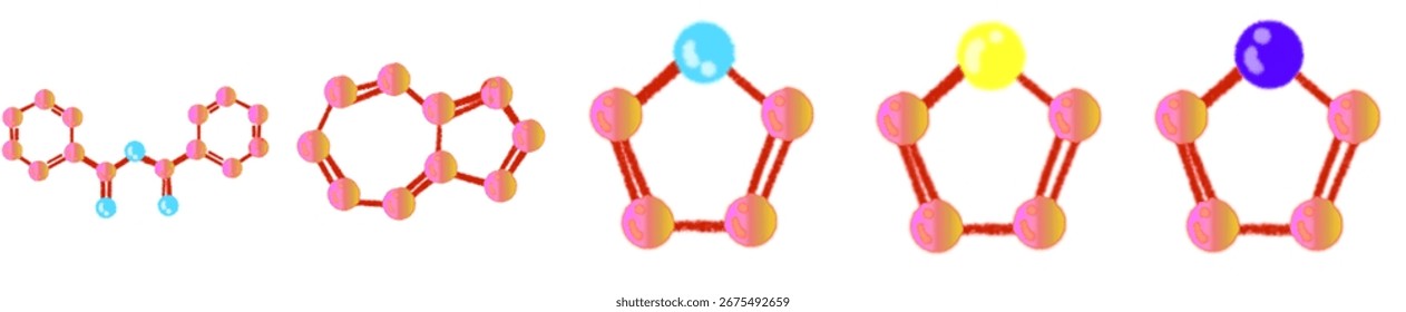 Conjunto de Clipart de estructura molecular: ilustración de átomos y moléculas en 3D para proyectos de química, Ciencia y diseño educativo
