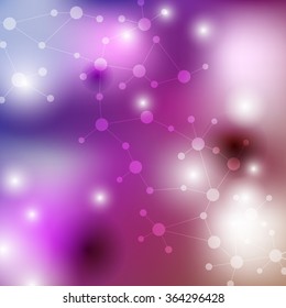 The molecular structure and communication at a blurred background. Vector illustration