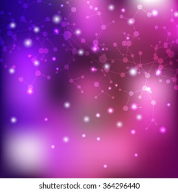 The molecular structure and communication at a blurred background. Vector illustration
