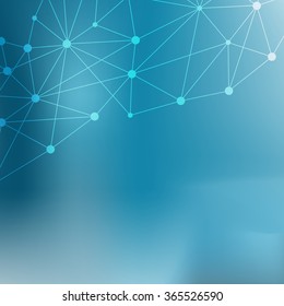 The molecular structure and communication at a blurred background. Vector illustration