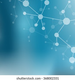 The molecular structure and communication at a blurred background. Vector illustration