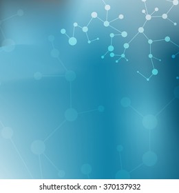 The molecular structure and communication at a blurred background. Vector illustration