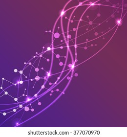 The molecular structure and communication at a blurred background. Vector illustration