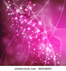 The molecular structure and communication at a blurred background. Vector illustration