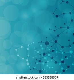 The molecular structure and communication at a blurred background. Vector illustration