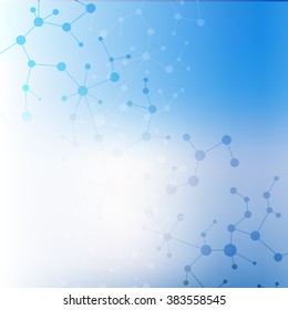 The molecular structure and communication at a blurred background. Vector illustration