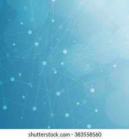 The molecular structure and communication at a blurred background. Vector illustration