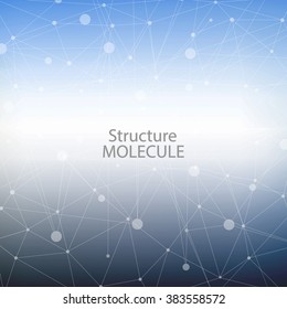 The molecular structure and communication at a blurred background. Vector illustration