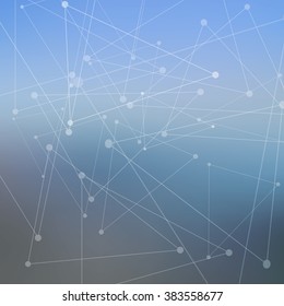 The molecular structure and communication at a blurred background. Vector illustration
