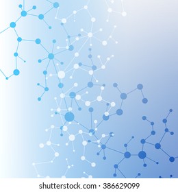The molecular structure and communication at a blurred background. Vector illustration