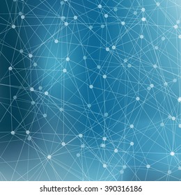 The molecular structure and communication at a blurred background. Vector illustration