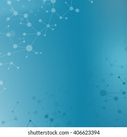 The molecular structure and communication at a blurred background. Vector illustration