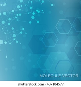 The molecular structure and communication at a blurred background. Vector illustration