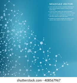 The molecular structure and communication at a blurred background. Vector illustration