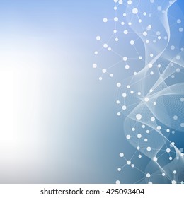 The molecular structure and communication at a blurred background. Vector illustration