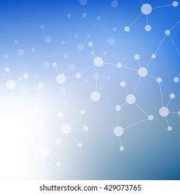 The molecular structure and communication at a blurred background. Vector illustration