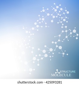 The molecular structure and communication on a blurred background. Vector illustration