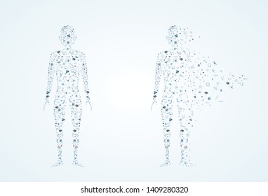 Molecular structure concept of human body DNA Illustration style