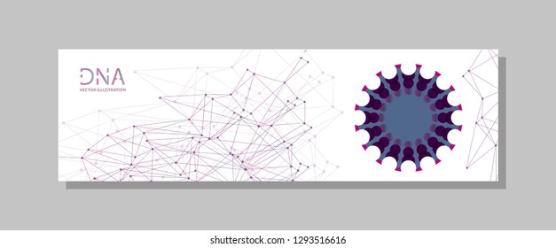 Molecular structure with connected lines and dots. Scientific pattern atom DNA with elements for magazine, leaflet, cover, poster design
