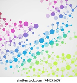 Molecular structure with connected points. Chemistry, technology, science, biology, neuron, atom, molekla. Scientific presentation for your company. Abstract background dna

