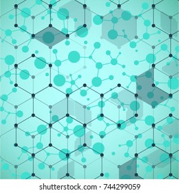Molecular structure with connected points. Chemistry, technology, science, biology, neuron, atom, molekla. Scientific presentation for your company
