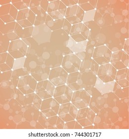 Molecular structure with connected points. Chemistry, technology, science, biology, neuron, atom, molekla. Scientific presentation for your company. Abstract background dna

