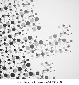 Molecular structure with connected points. Chemistry, technology, science, biology, neuron, atom, molecule. Scientific presentation for your company
