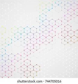 Molecular structure with connected points. Chemistry, technology, science, biology, neuron, atom, molecule. Scientific presentation for your company
