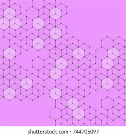 Molecular structure with connected points. Chemistry, technology, science, biology, neuron, atom, molecule. Scientific presentation for your company
