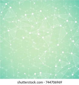 Molecular structure with connected points. Chemistry, technology, science, biology, neuron, atom, molecule. Scientific presentation for your company
