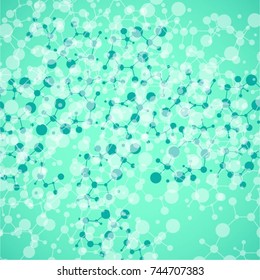 Molecular structure with connected points. Chemistry, technology, science, biology, neuron, atom, molecule. Scientific presentation for your company

