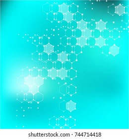 Molecular structure with connected points. Chemistry, technology, science, biology, neuron, atom, molecule. Scientific presentation for your company
