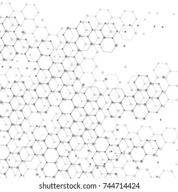Molecular structure with connected points. Chemistry, technology, science, biology, neuron, atom, molecule. Scientific presentation for your company
