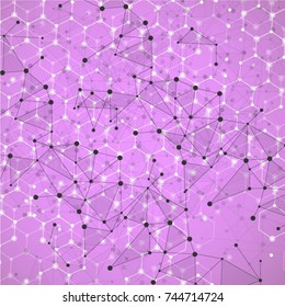Molecular structure with connected points. Chemistry, technology, science, biology, neuron, atom, molecule. Scientific presentation for your company
