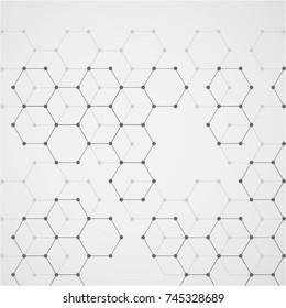Molecular structure with connected points. Chemistry, technology, science, biology, neuron, atom, molekla. Scientific presentation for your company
