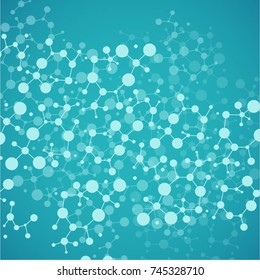 Molecular structure with connected points. Chemistry, technology, science, biology, neuron, atom, molekla. Scientific presentation for your company
