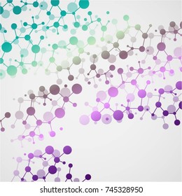 Molecular structure with connected points. Chemistry, technology, science, biology, neuron, atom, molekla. Scientific presentation for your company
